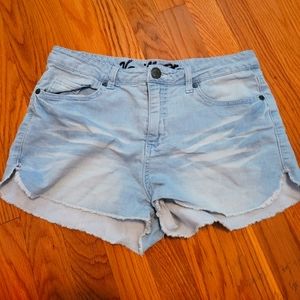 Light wash denim shorts
